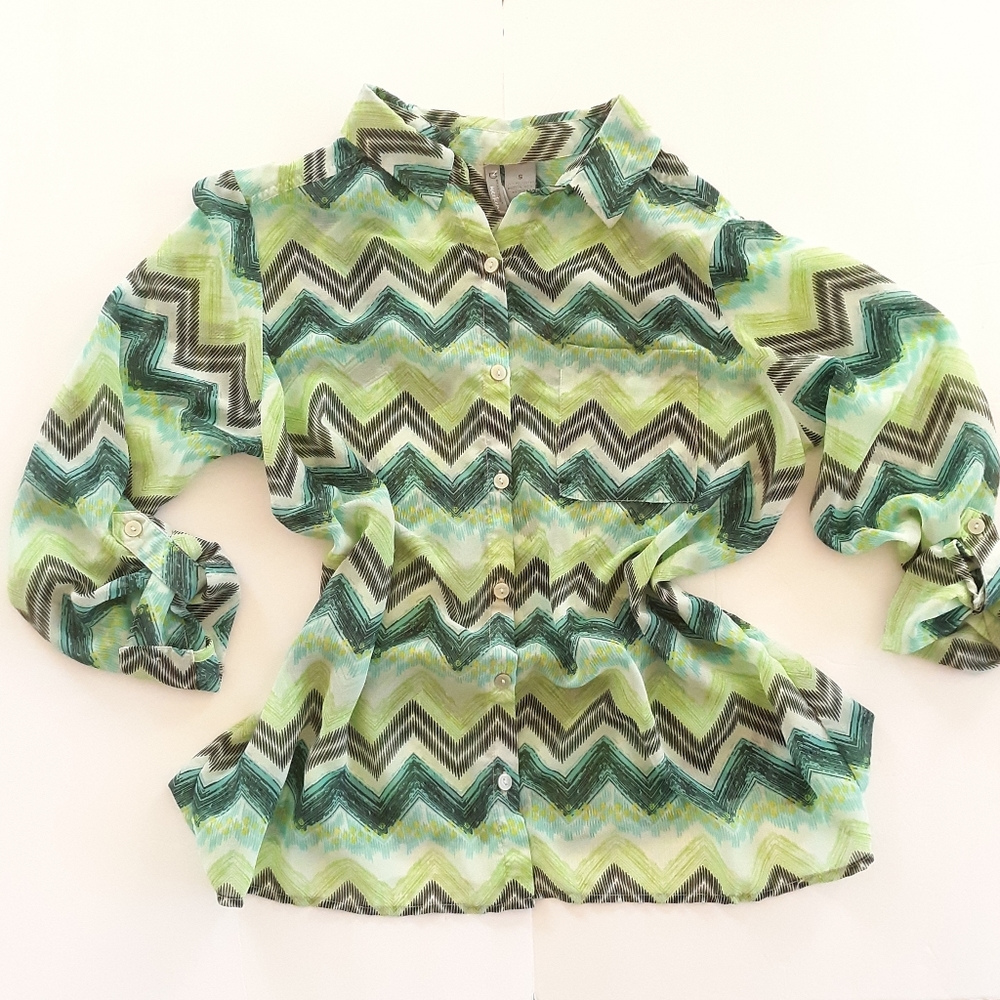 Sheer Button Up Tunic Small